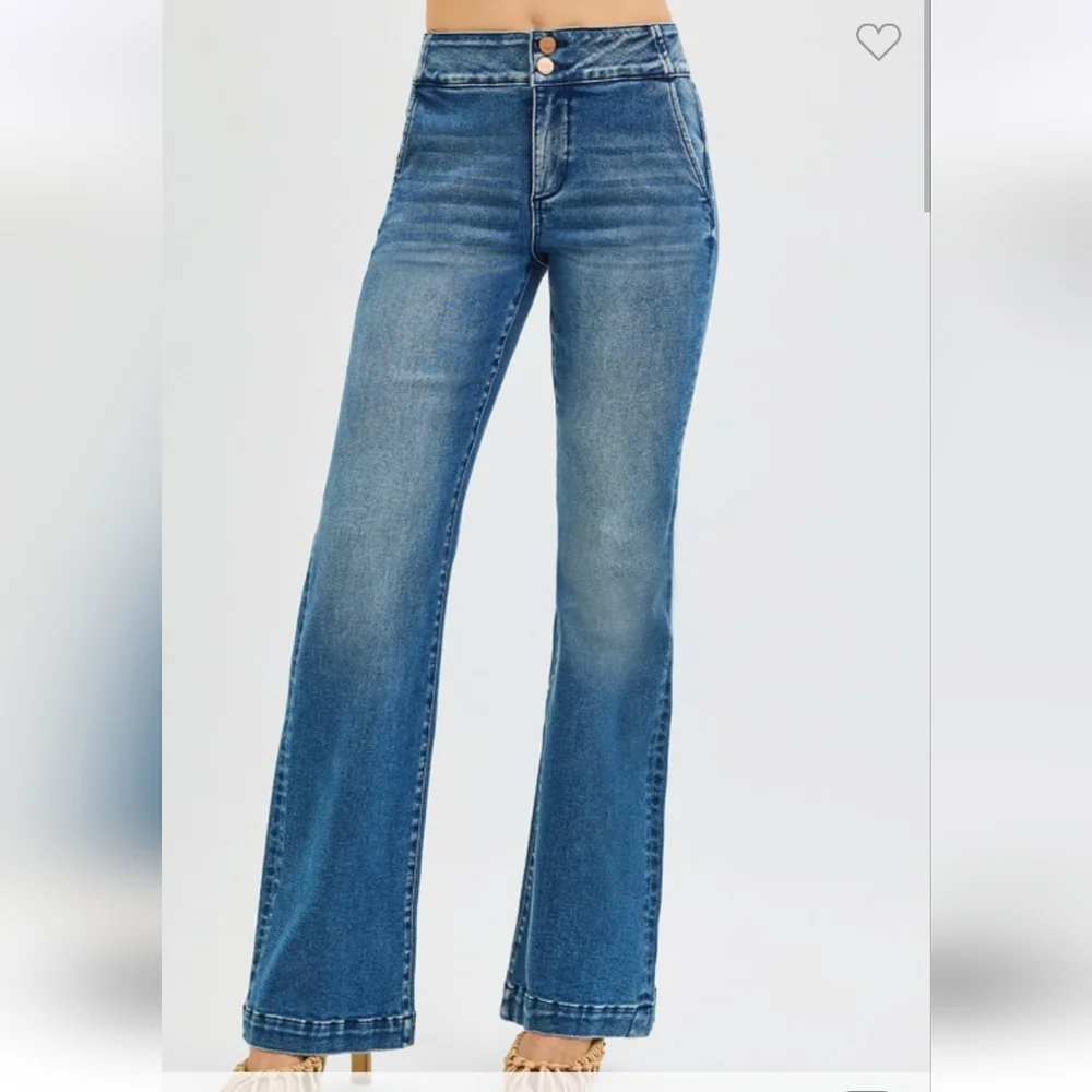 Size 3! NWT, Risen Tummy Control Women's Boot Cut Jeans - Picture 3 of 5